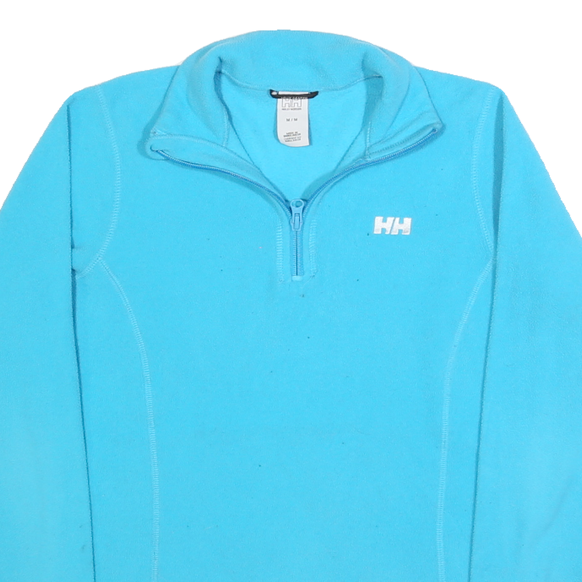 HELLY HANSEN Womens Blue Pullover Plain Jumper 1/4 Zip Stand-Up Collar Fleece M