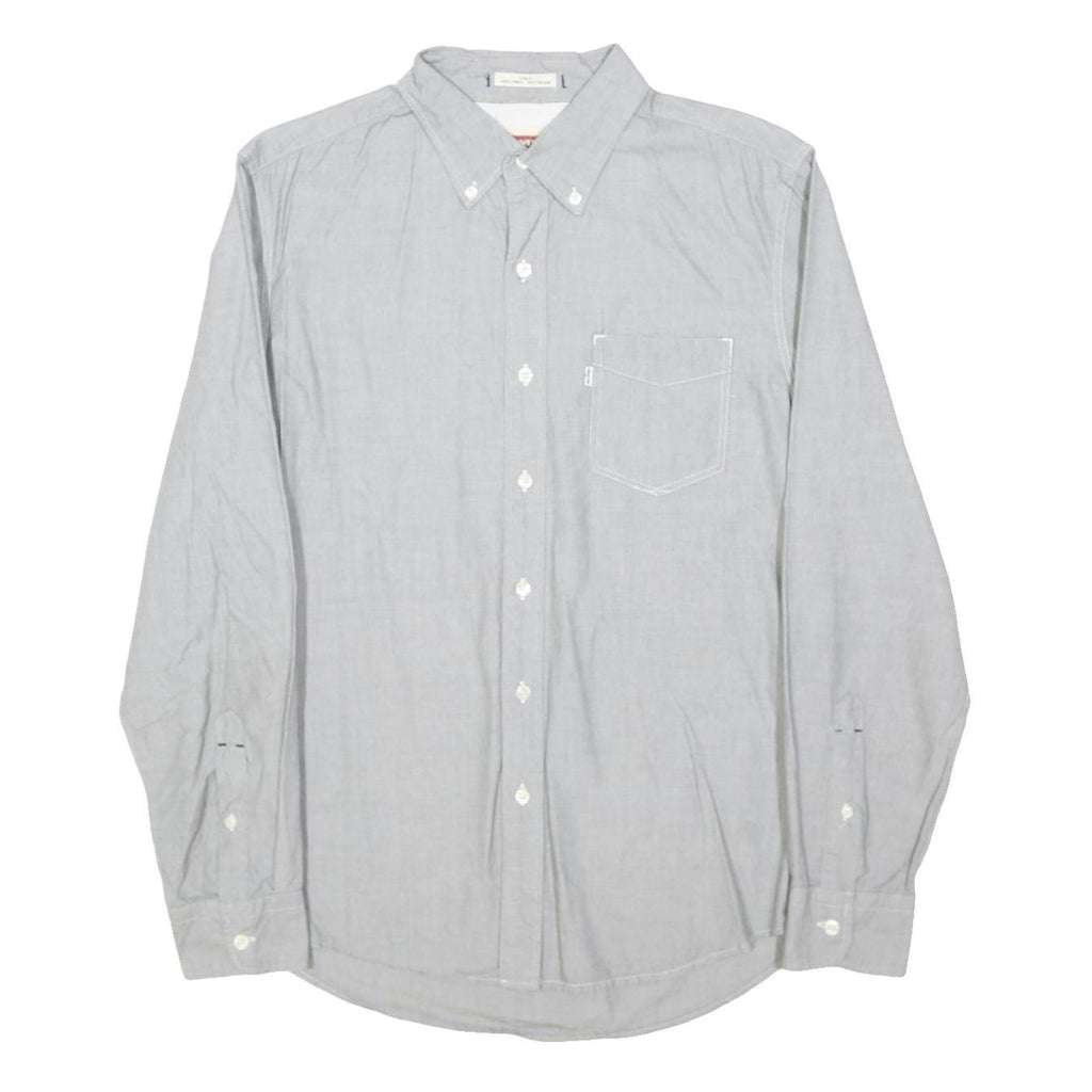 LEVI'S Mens Grey Cotton Blend Shirt M Button-Down Collar Long Sleeve Casual