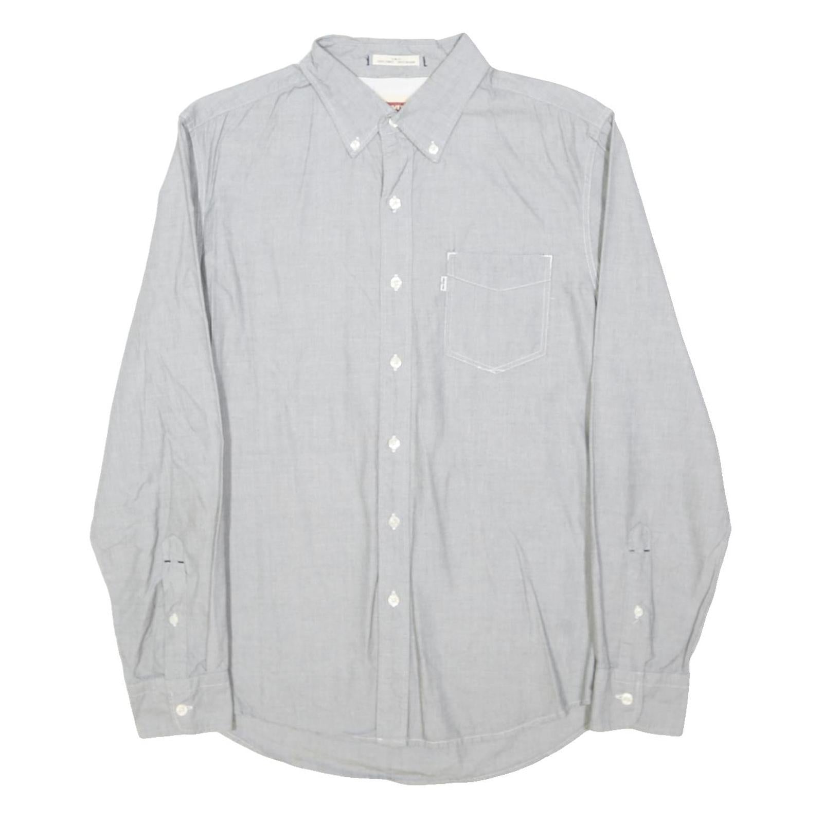 LEVI'S Mens Grey Cotton Blend Shirt M Button-Down Collar Long Sleeve Casual