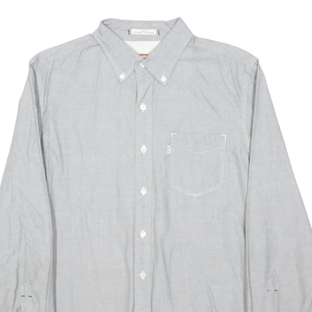 LEVI'S Mens Grey Cotton Blend Shirt M Button-Down Collar Long Sleeve Casual