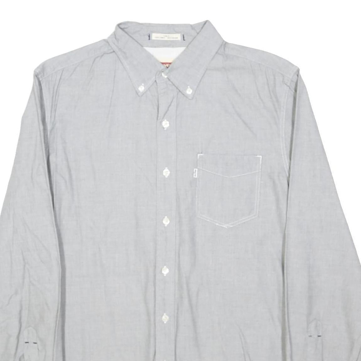 LEVI'S Mens Grey Cotton Blend Shirt M Button-Down Collar Long Sleeve Casual