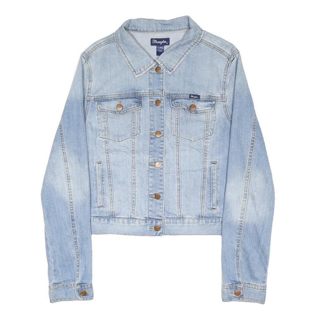 WRANGLER Womens Blue Denim Jacket XL Cotton Blend Button Closure Classic Fit