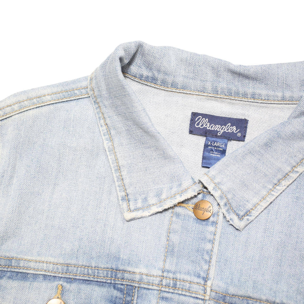 WRANGLER Womens Blue Denim Jacket XL Cotton Blend Button Closure Classic Fit