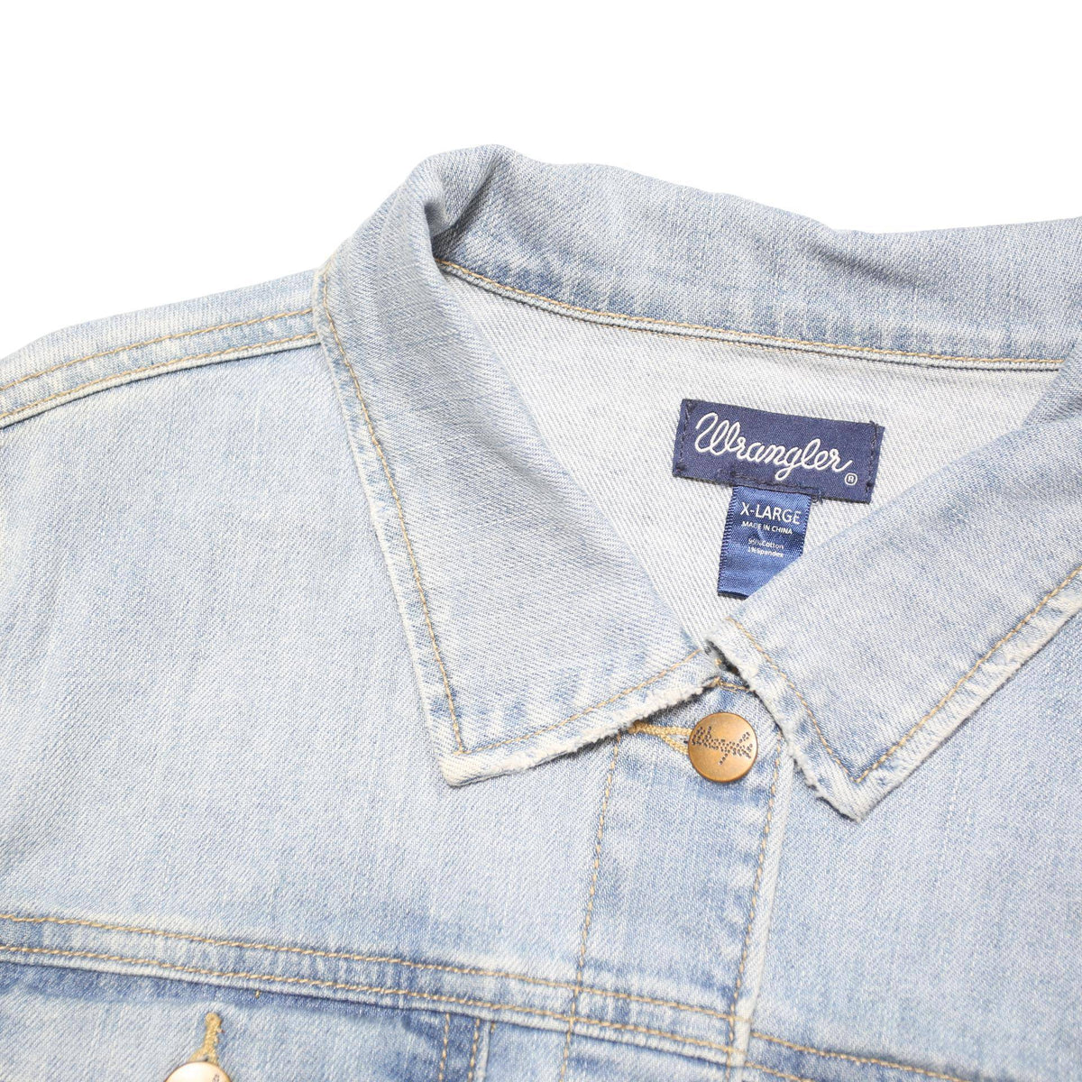 WRANGLER Womens Blue Denim Jacket XL Cotton Blend Button Closure Classic Fit