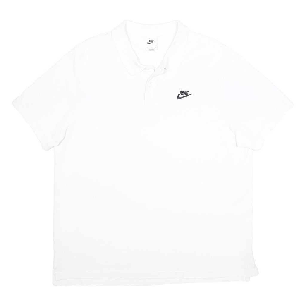 NIKE Mens White Short Sleeve Plain XL Polo Shirt Cotton Casual Summer