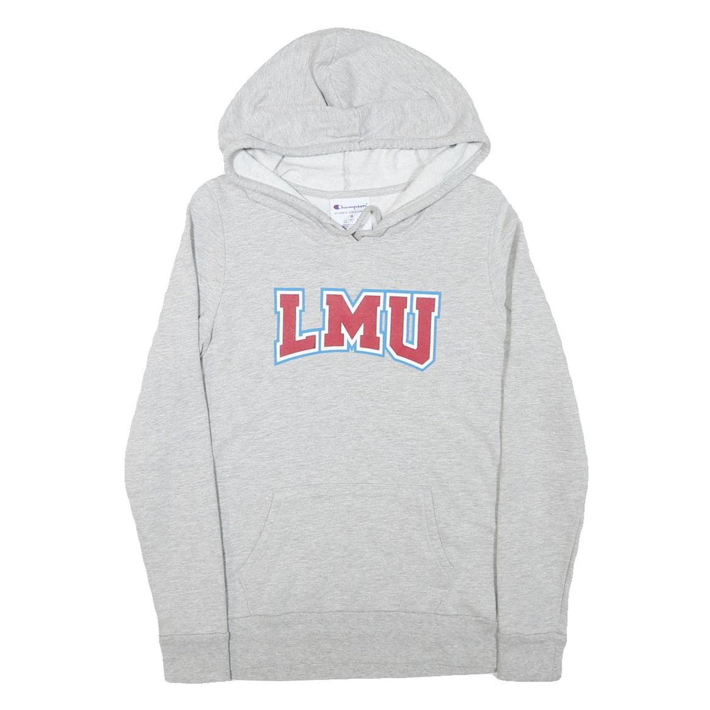 CHAMPION Womens Grey Hoodie M LMU Cotton Blend Pullover Casual Sweatshirt