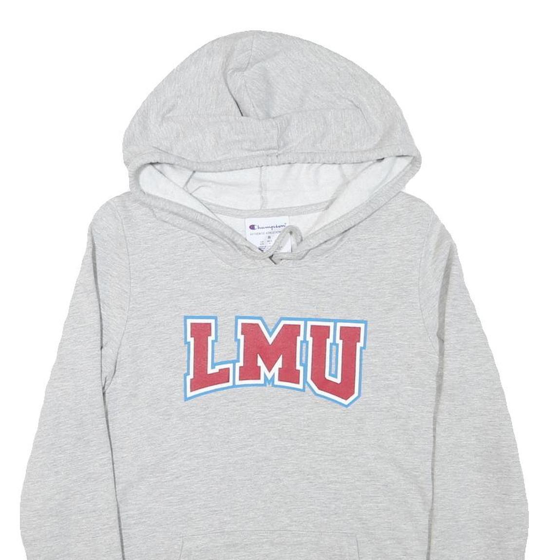CHAMPION Womens Grey Hoodie M LMU Cotton Blend Pullover Casual Sweatshirt