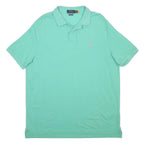 POLO RALPH LAUREN Mens Green Polo Shirt XL Cotton Blend Short Sleeve Plain