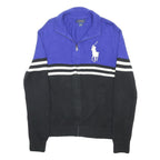 POLO RALPH LAUREN Mens Blue & Black Jumper Patterned Zip Crew Neck Cotton S
