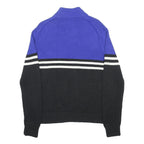POLO RALPH LAUREN Mens Blue & Black Jumper Patterned Zip Crew Neck Cotton S