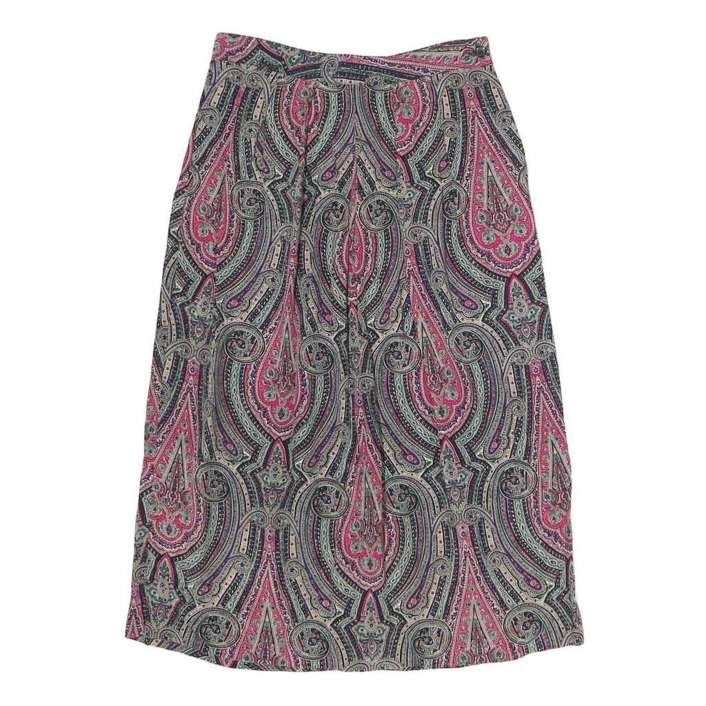 J.G HOOK Womens Pink & Purple Paisley Midi Nylon Skirt L Stylish Patterned