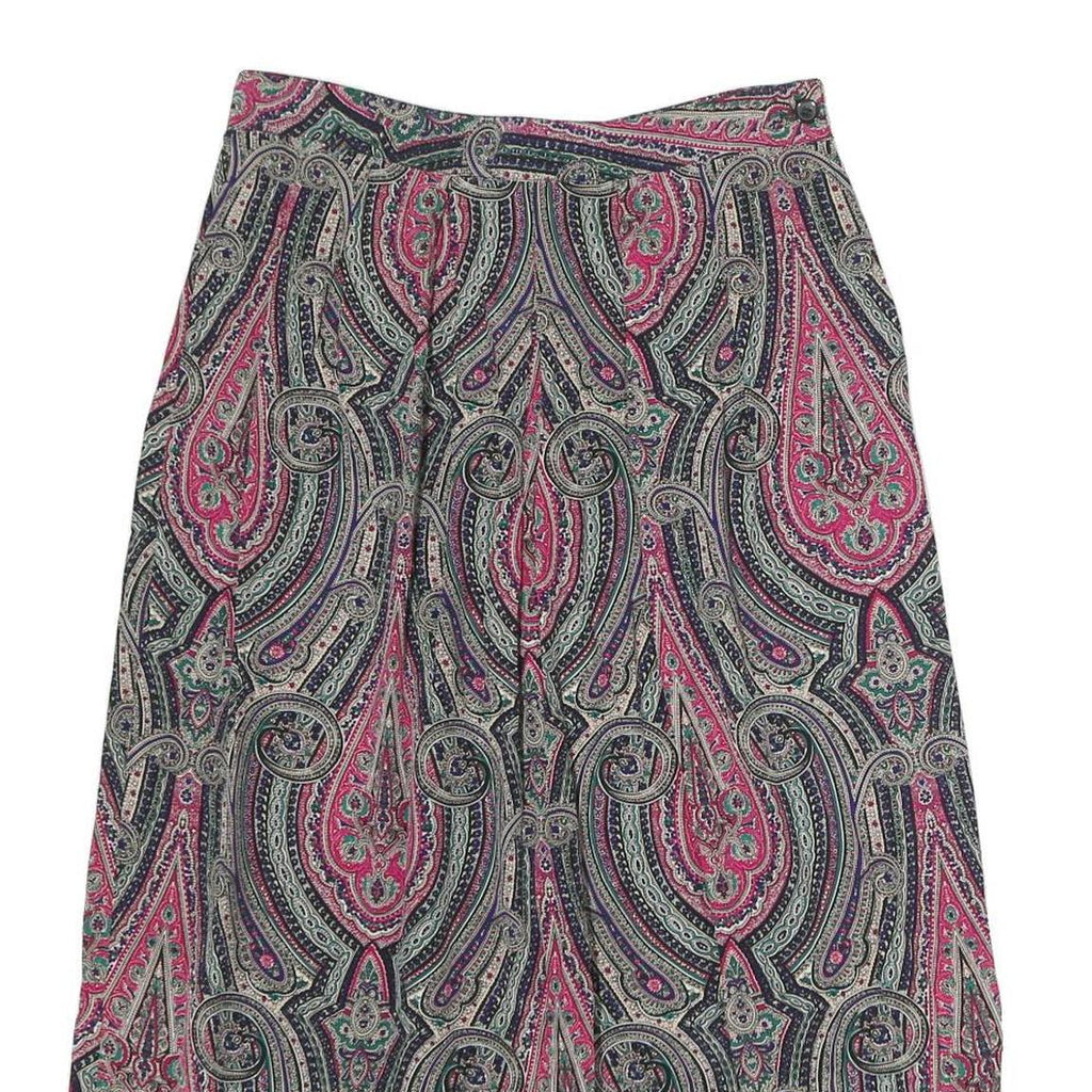 J.G HOOK Womens Pink & Purple Paisley Midi Nylon Skirt L Stylish Patterned
