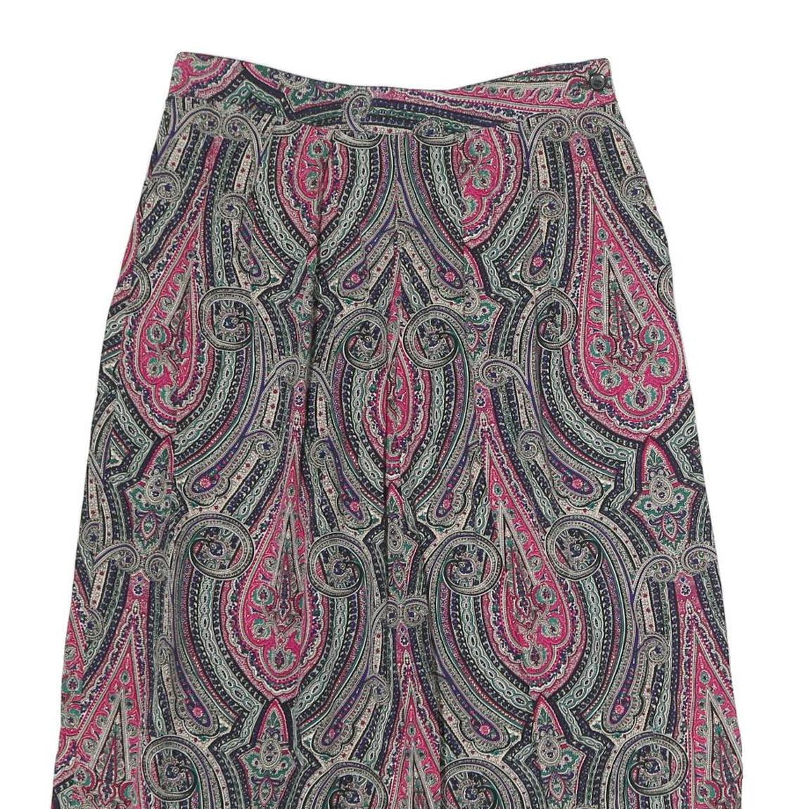 J.G HOOK Womens Pink & Purple Paisley Midi Nylon Skirt L Stylish Patterned