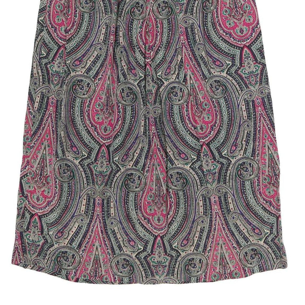 J.G HOOK Womens Pink & Purple Paisley Midi Nylon Skirt L Stylish Patterned
