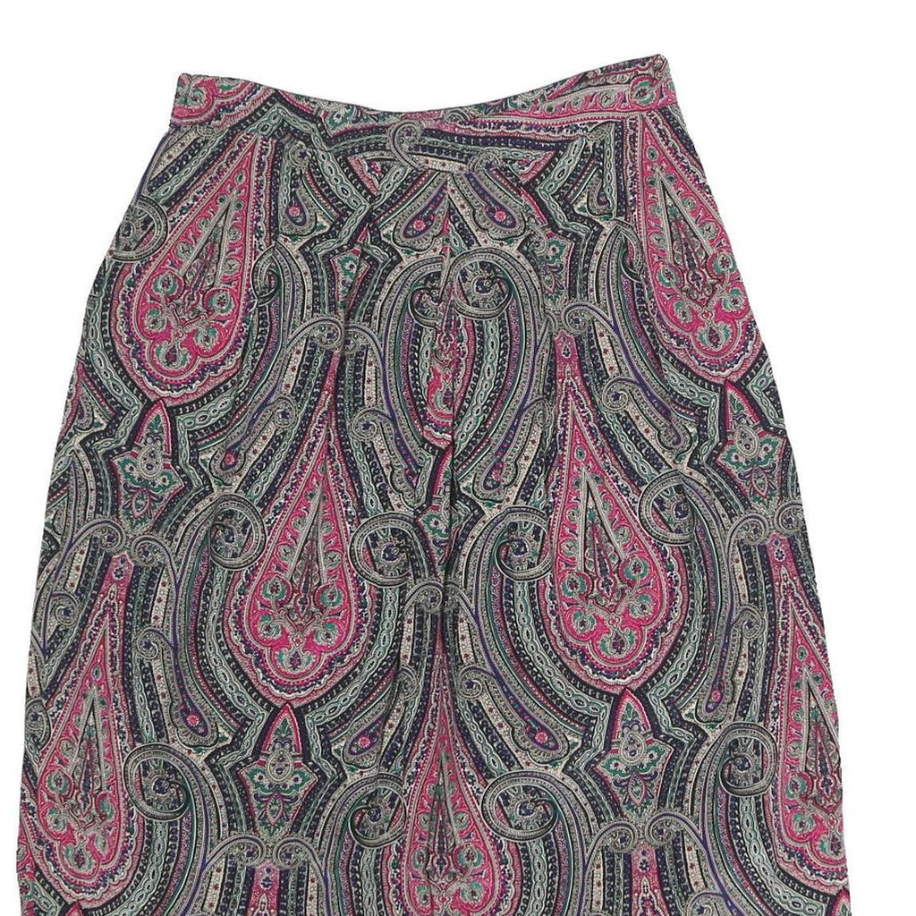 J.G HOOK Womens Pink & Purple Paisley Midi Nylon Skirt L Stylish Patterned