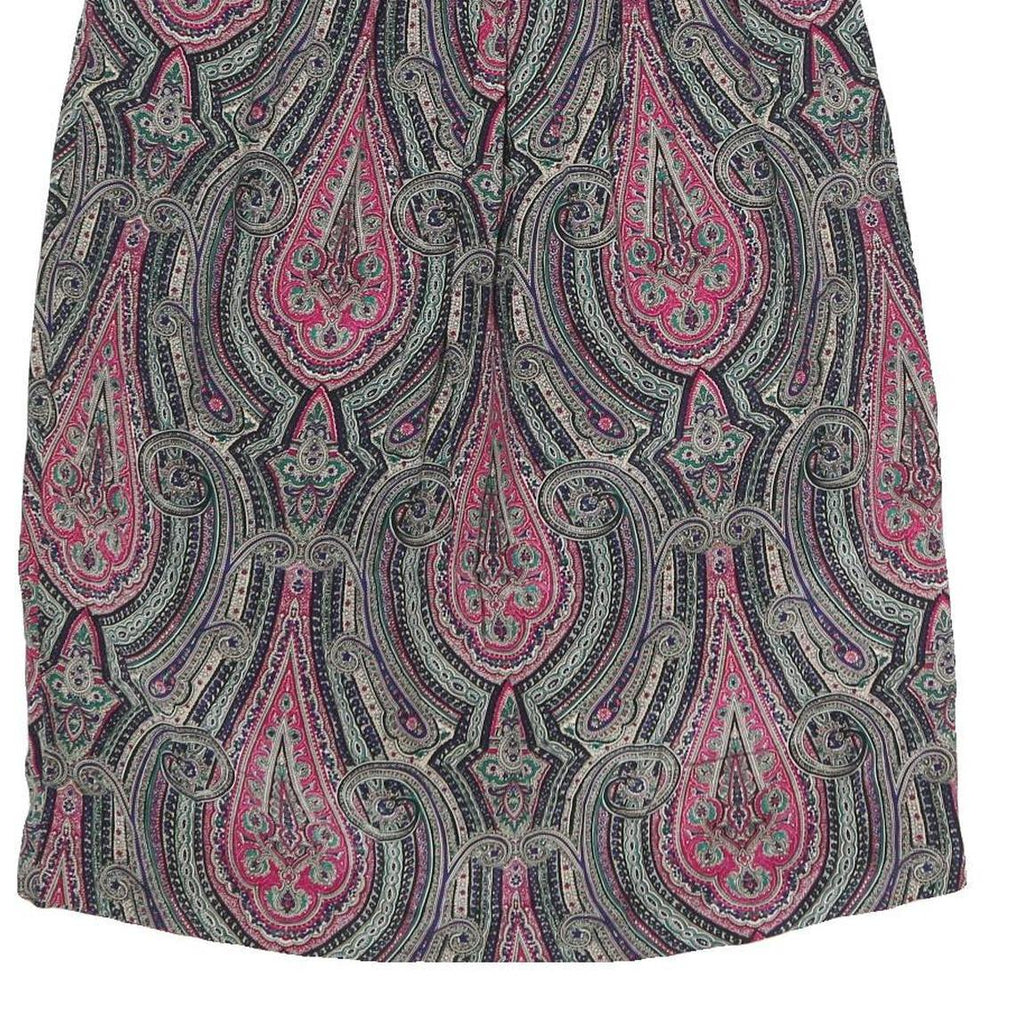 J.G HOOK Womens Pink & Purple Paisley Midi Nylon Skirt L Stylish Patterned