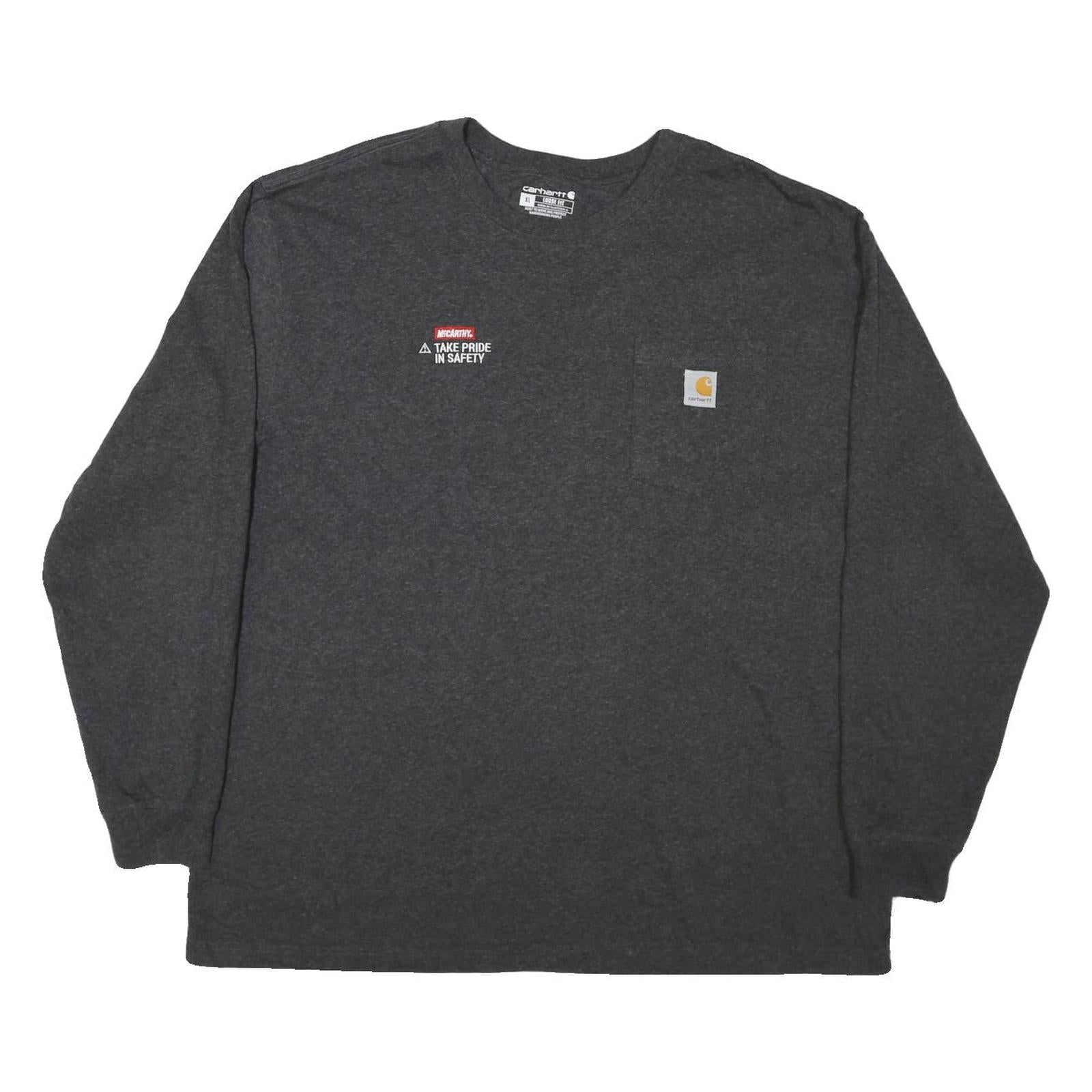 CARHARTT Mens Charcoal Grey Long Sleeve Crew Neck XL Cotton Blend Safety T-Shirt
