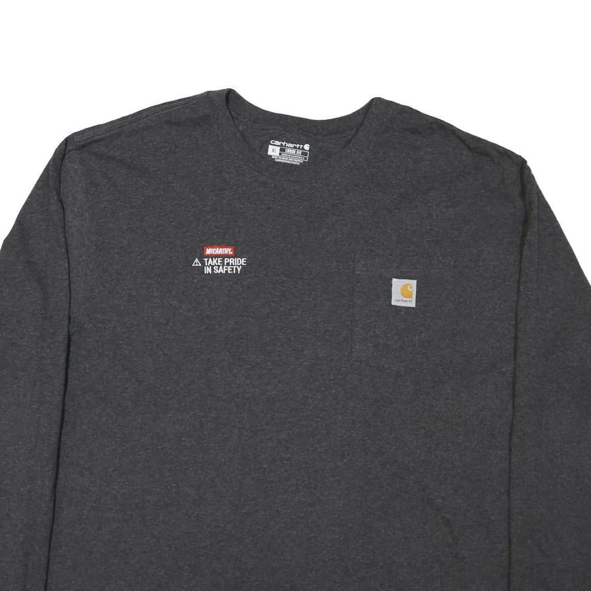 CARHARTT Mens Charcoal Grey Long Sleeve Crew Neck XL Cotton Blend Safety T-Shirt