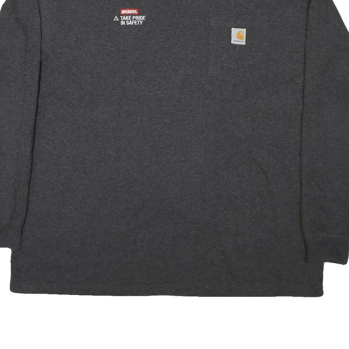 CARHARTT Mens Charcoal Grey Long Sleeve Crew Neck XL Cotton Blend Safety T-Shirt