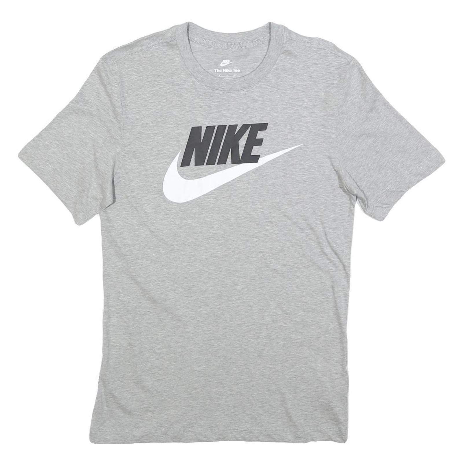 NIKE Mens Grey Crew Neck Short Sleeve S Cotton Graphic T-Shirt Sweat Casual