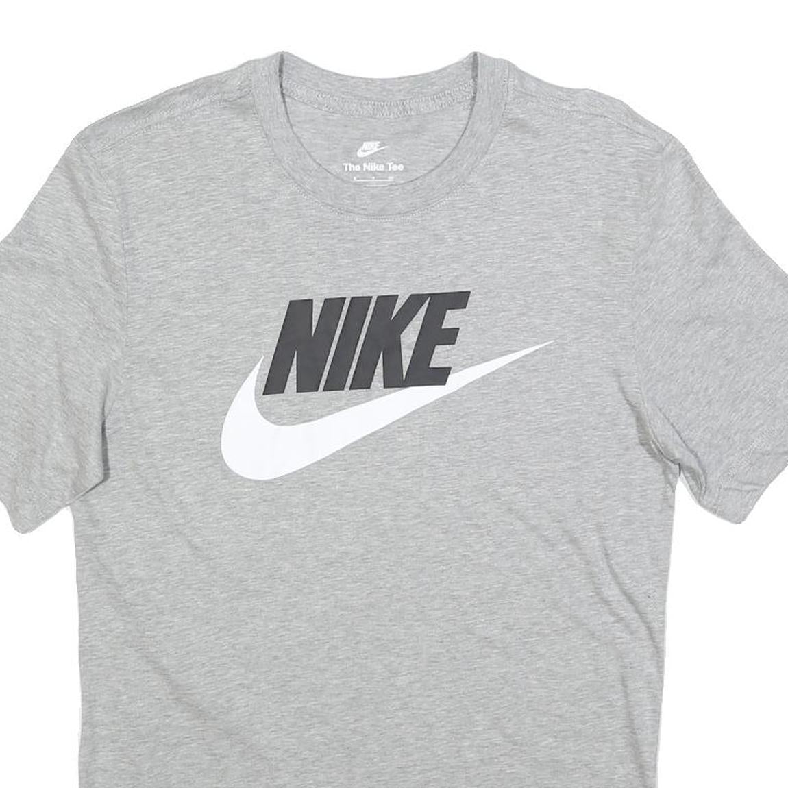 NIKE Mens Grey Crew Neck Short Sleeve S Cotton Graphic T-Shirt Sweat Casual