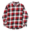 CHAPS Mens Red Black & Grey Check Shirt L Cotton Blend Long Sleeve Button