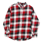 CHAPS Mens Red Black & Grey Check Shirt L Cotton Blend Long Sleeve Button