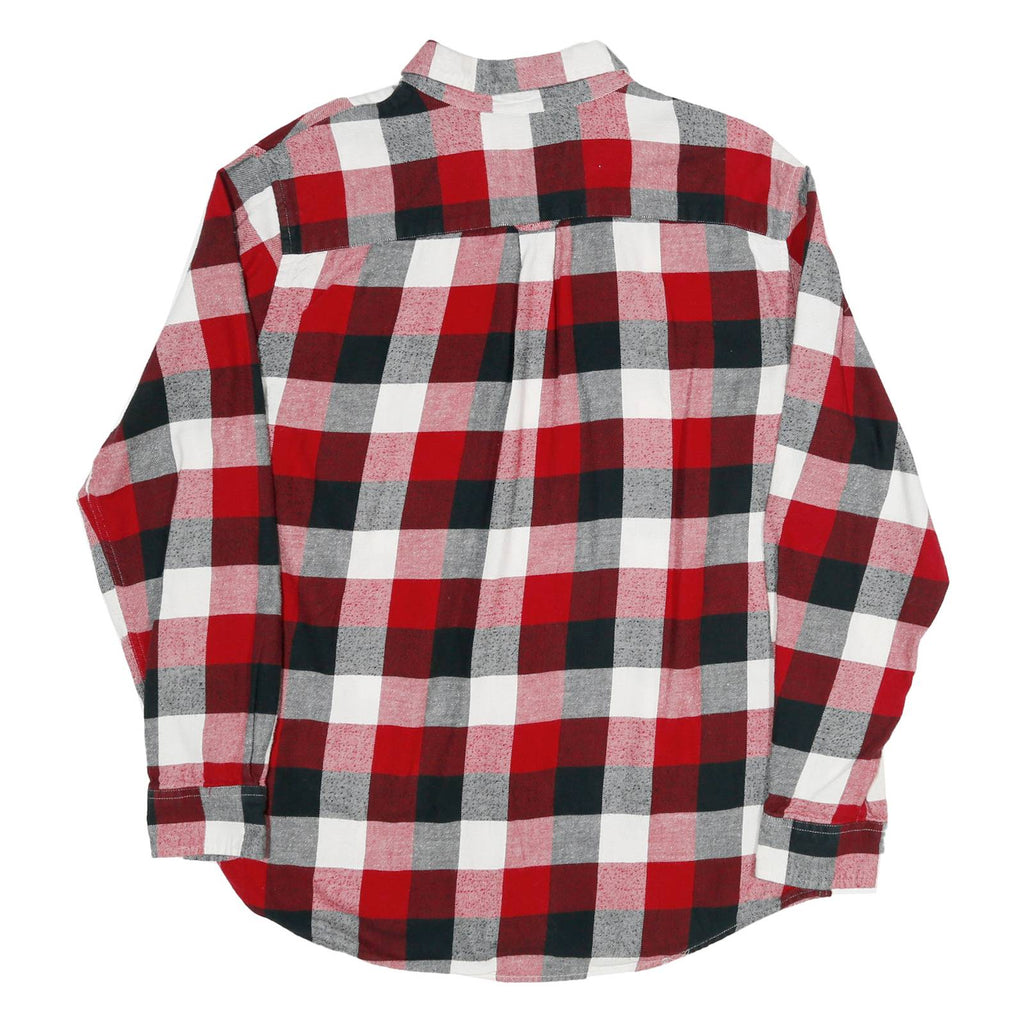 CHAPS Mens Red Black & Grey Check Shirt L Cotton Blend Long Sleeve Button