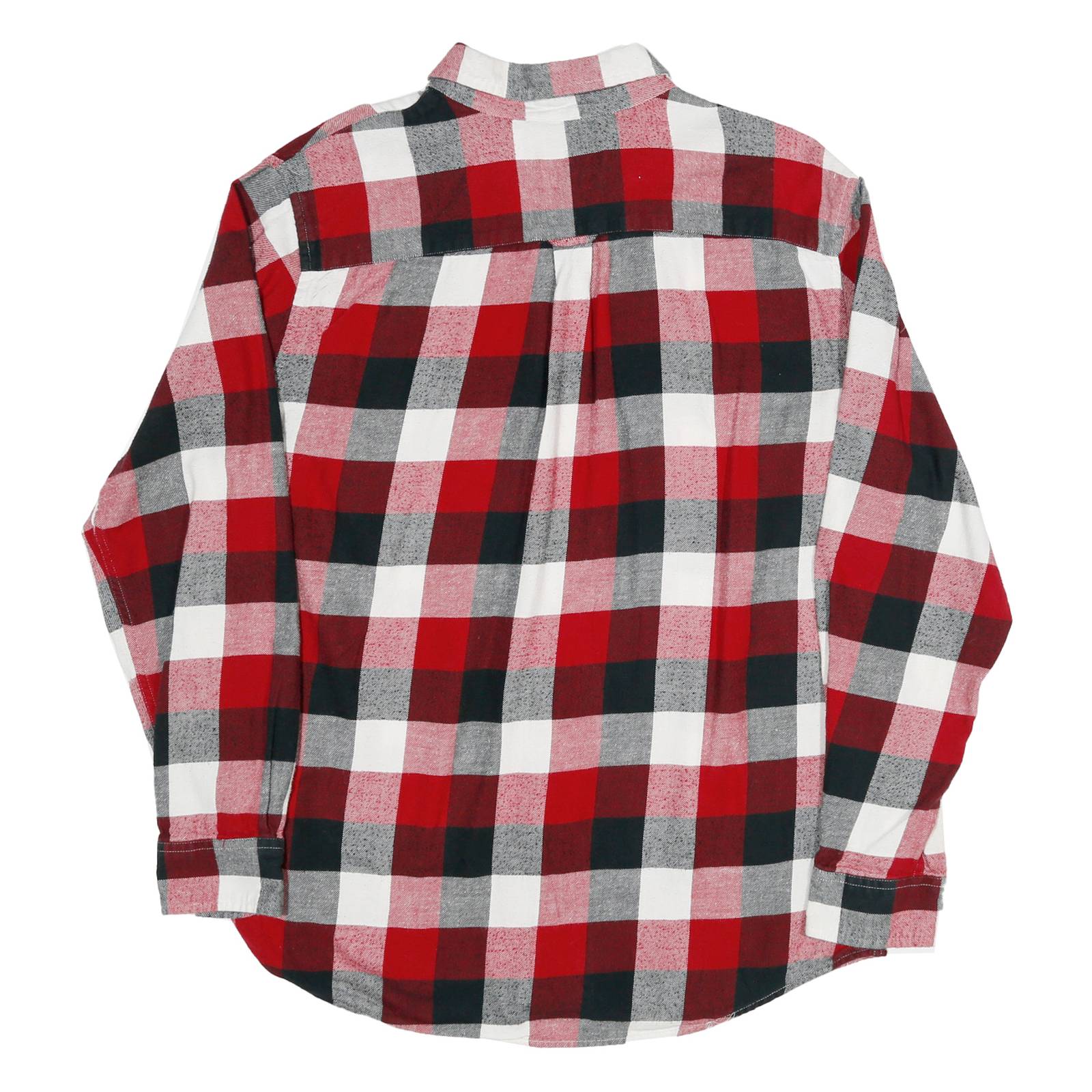 CHAPS Mens Red Black & Grey Check Shirt L Cotton Blend Long Sleeve Button