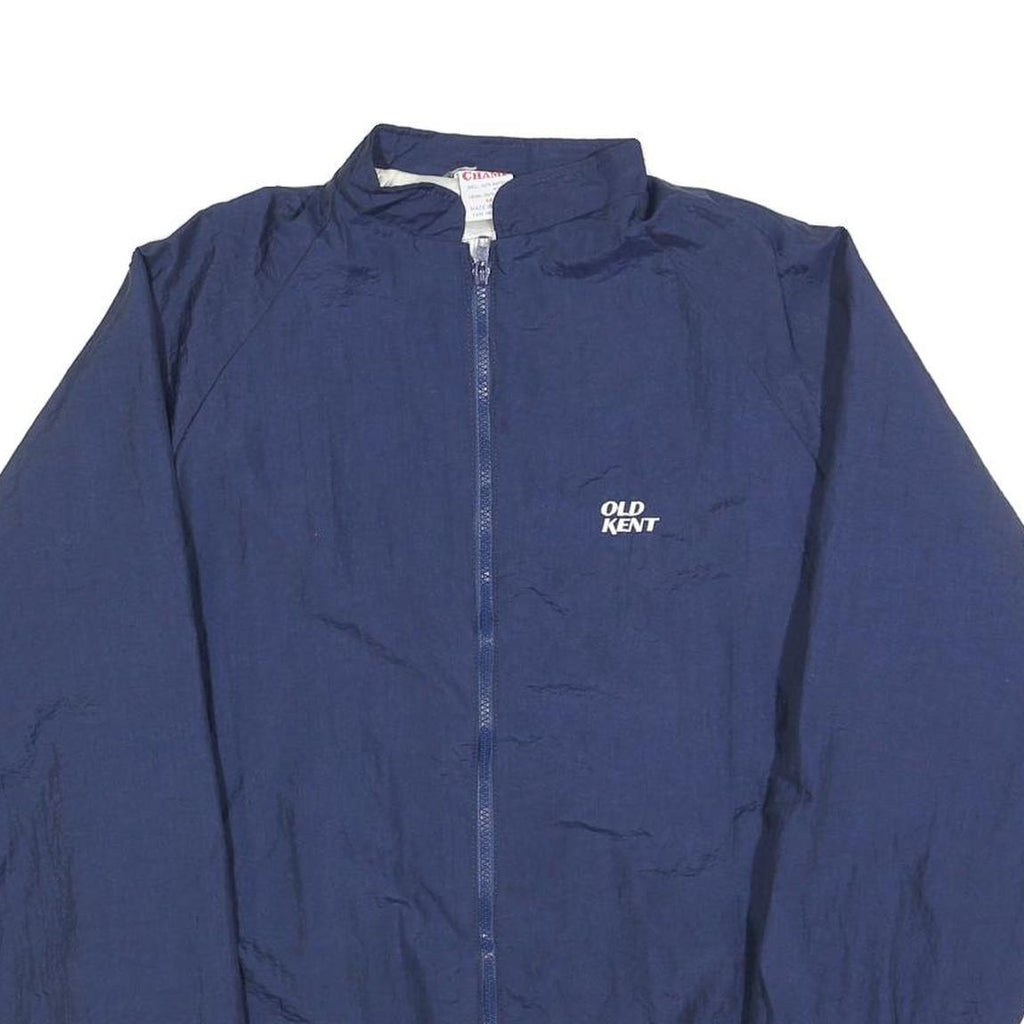 THE CHAMP Mens Navy Blue Nylon Zip Jacket M Lightweight Plain Casual