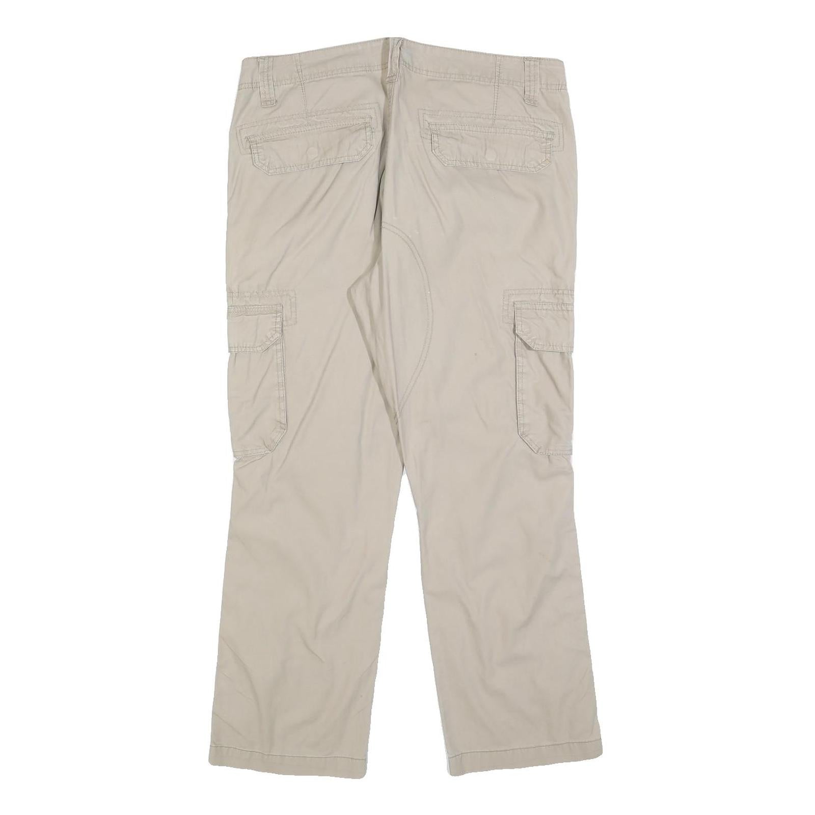 OUTDOOR DEPT Womens Cotton Blend Beige Regular Fit Cargo Trousers W36 L28