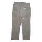 CARHARTT Mens Cotton Blend Grey Relaxed W34 L30 Workwear Trousers Zip Closure
