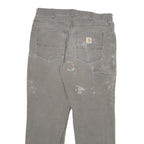 CARHARTT Mens Cotton Blend Grey Relaxed W34 L30 Workwear Trousers Zip Closure