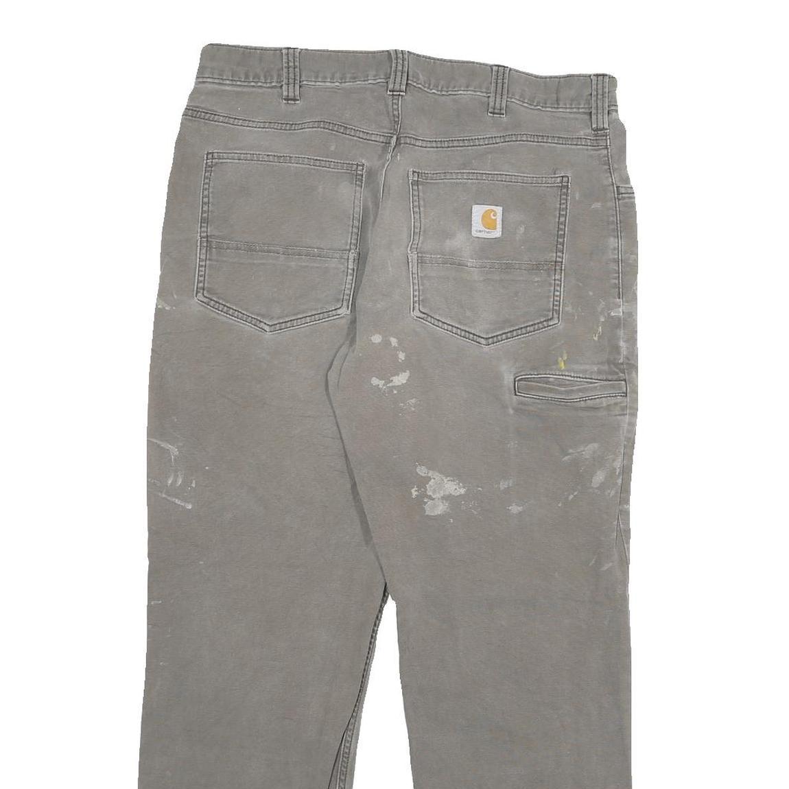 CARHARTT Mens Cotton Blend Grey Relaxed W34 L30 Workwear Trousers Zip Closure