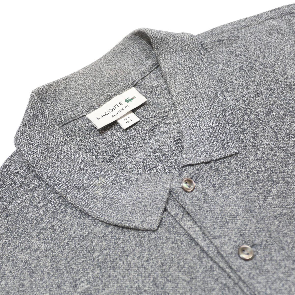 LACOSTE Mens Grey Short Sleeve Classic Cotton Polo Shirt L Casual Wear