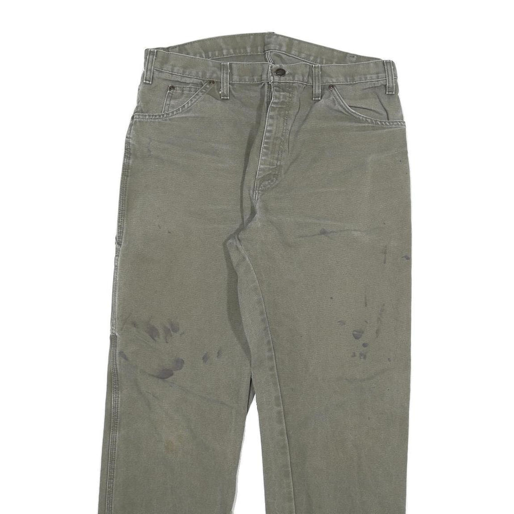 DICKIES Mens Regular Fit Cotton Blend Grey Straight Jeans W34 L31 Workwear