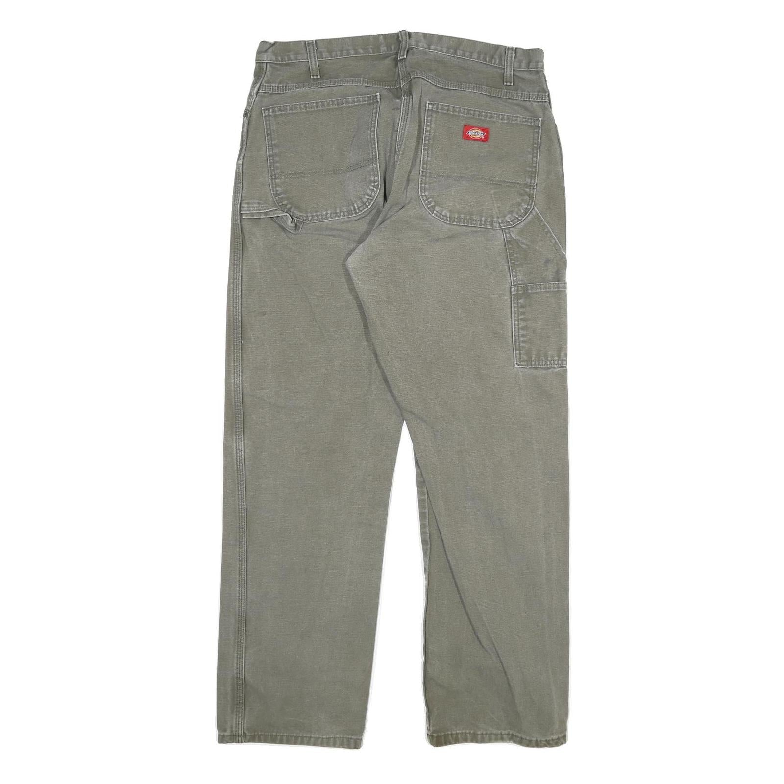 DICKIES Mens Regular Fit Cotton Blend Grey Straight Jeans W34 L31 Workwear