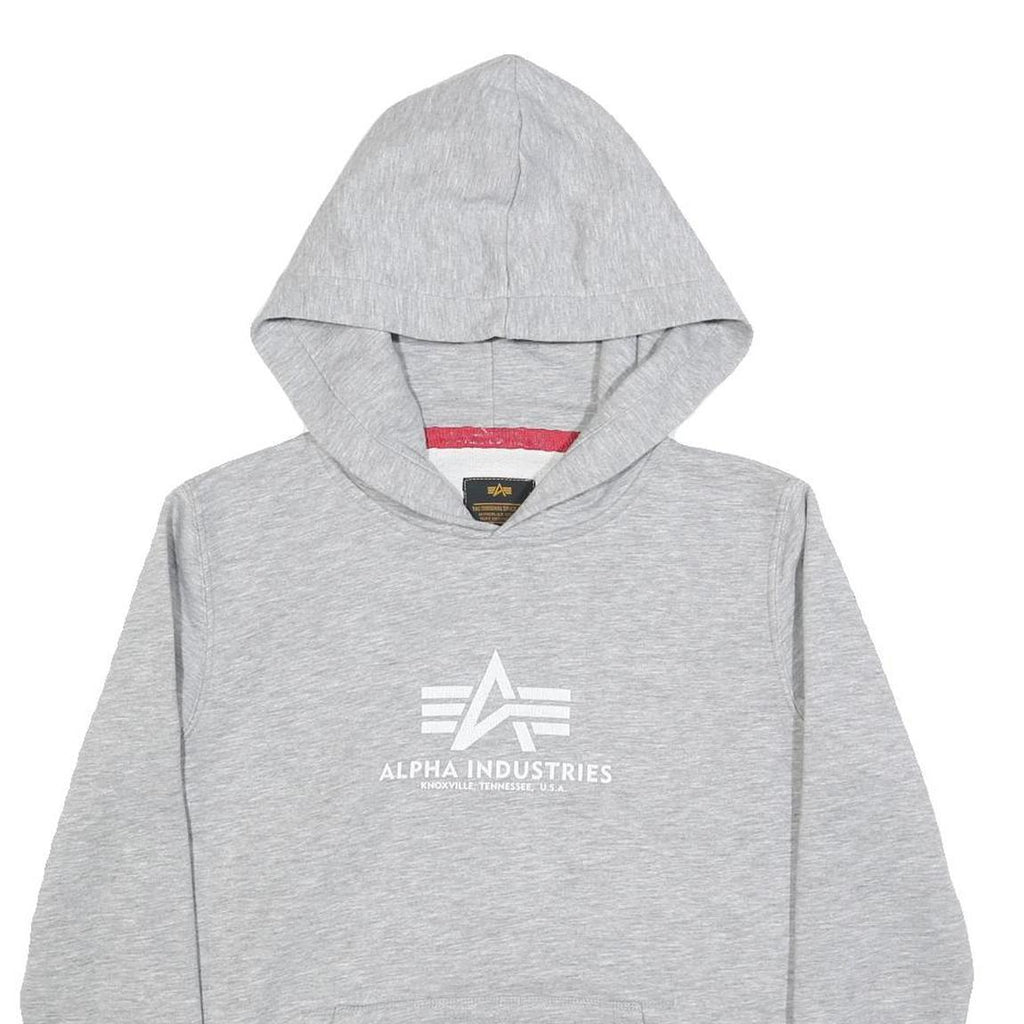 ALPHA INDUSTRIES Mens Grey Hoodie S Cotton Blend Pullover Casual Sweatshirt