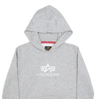 ALPHA INDUSTRIES Mens Grey Hoodie S Cotton Blend Pullover Casual Sweatshirt