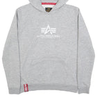 ALPHA INDUSTRIES Mens Grey Hoodie S Cotton Blend Pullover Casual Sweatshirt