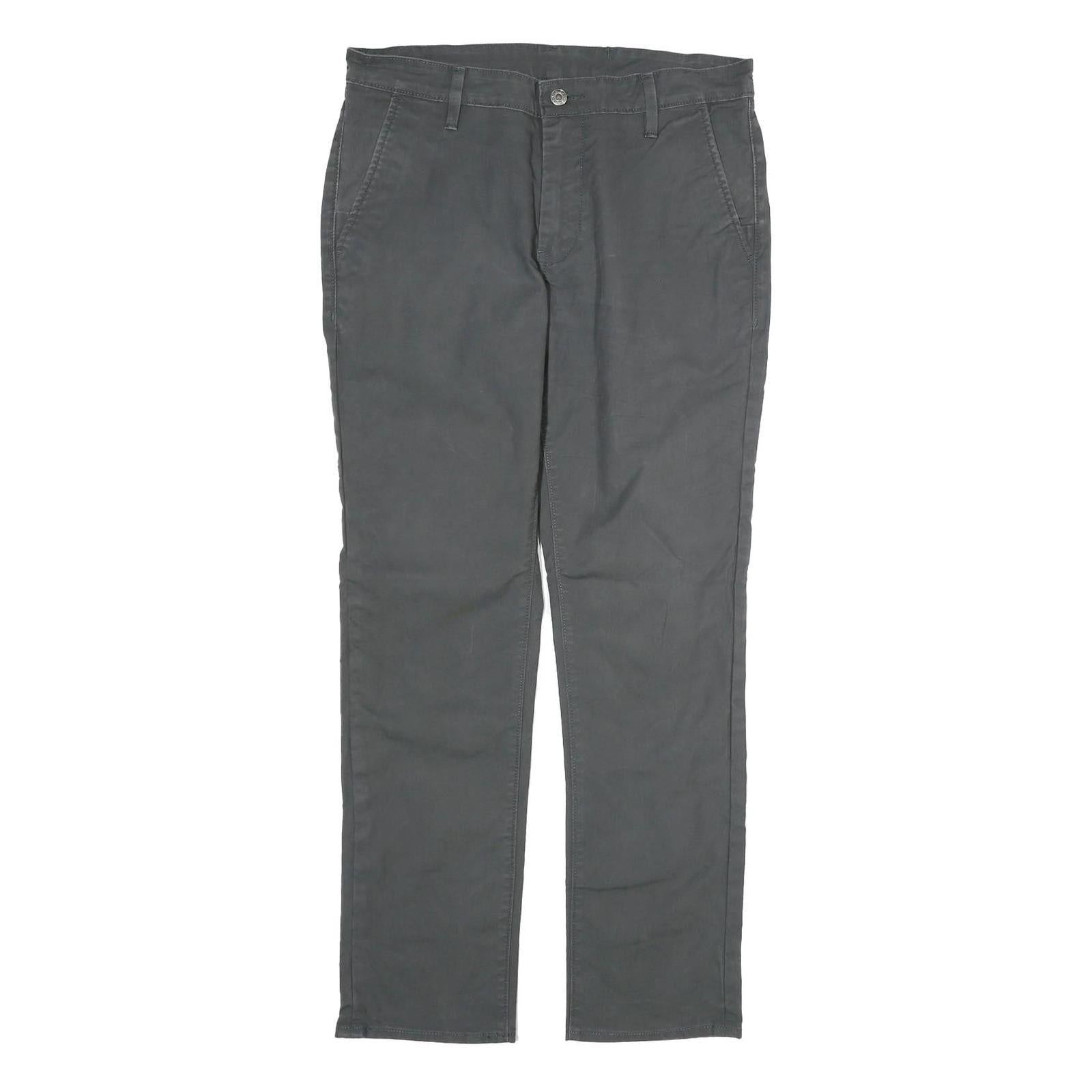 LEVI'S Mens Cotton Dark Grey Regular Straight Trousers W34 L31 Smart Casual
