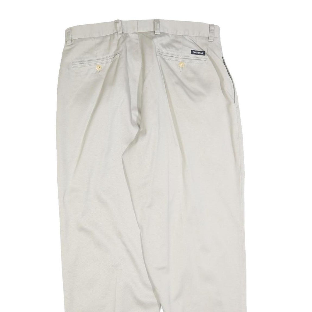 NAUTICA Mens Regular Fit Beige Cotton Blend Trousers W36 L30 Classic Zip Closure