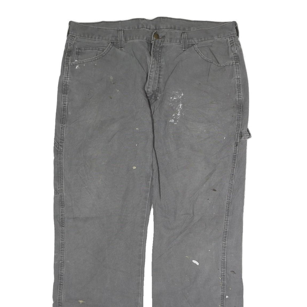DICKIES Mens Cotton Blend Grey Regular Fit Straight Leg Trousers W36 L31