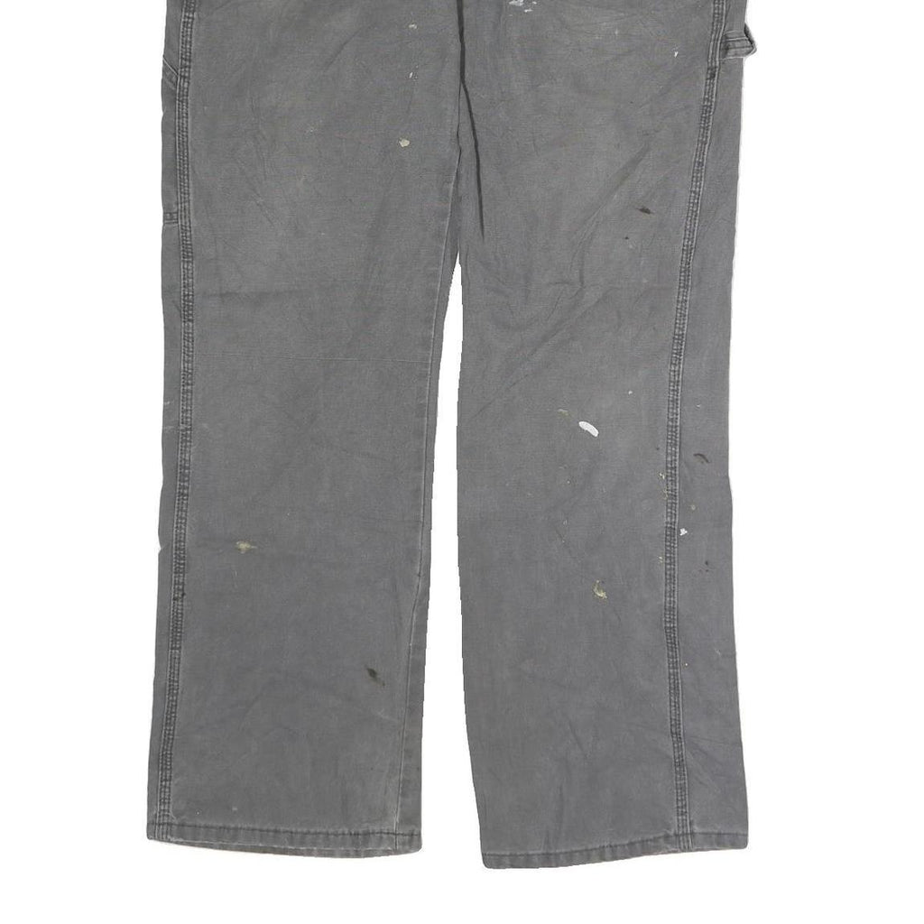 DICKIES Mens Cotton Blend Grey Regular Fit Straight Leg Trousers W36 L31