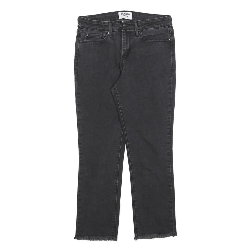 LEVI'S Womens Regular Black Denim Straight Raw Hem W30 L27 Cotton Blend Zip