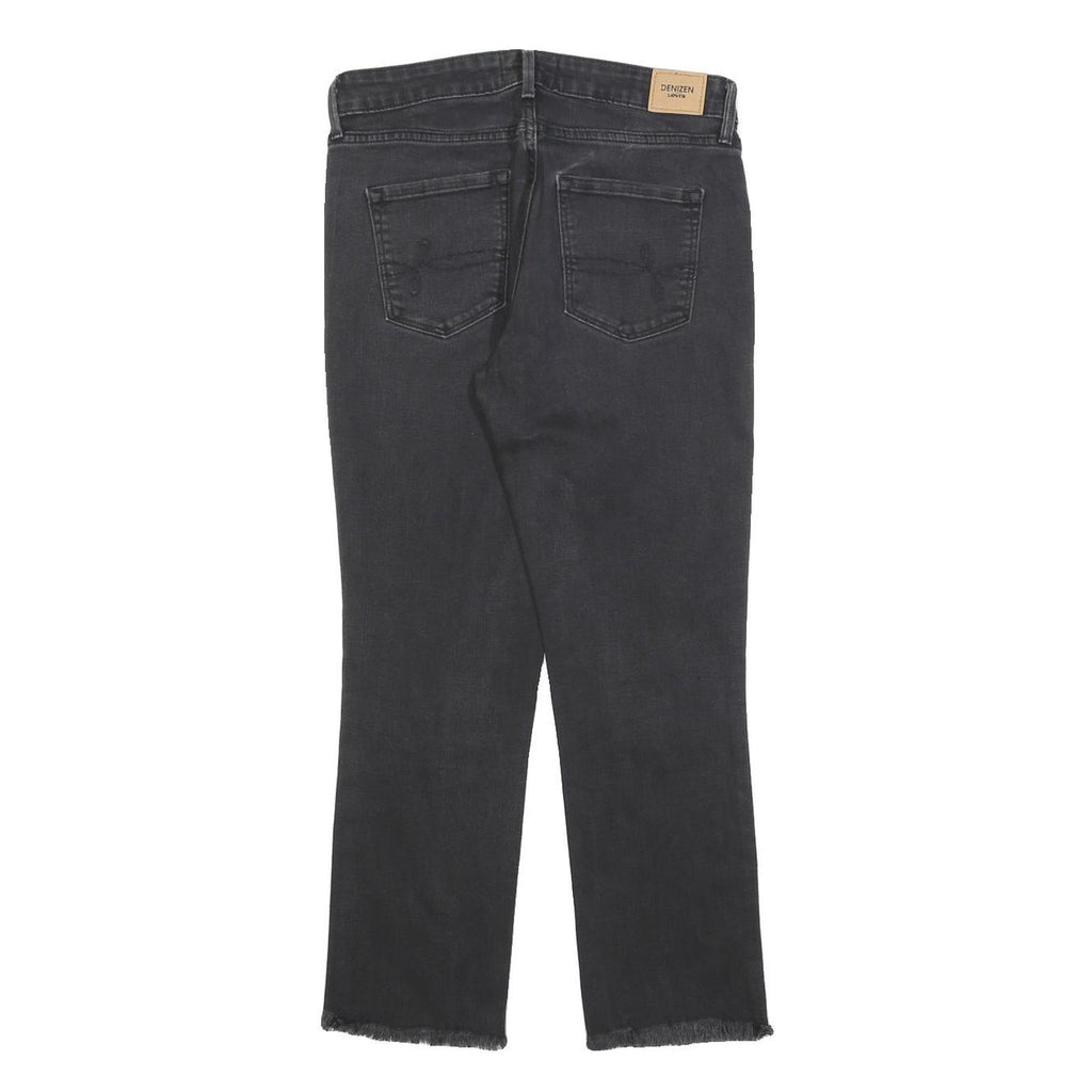 LEVI'S Womens Regular Black Denim Straight Raw Hem W30 L27 Cotton Blend Zip
