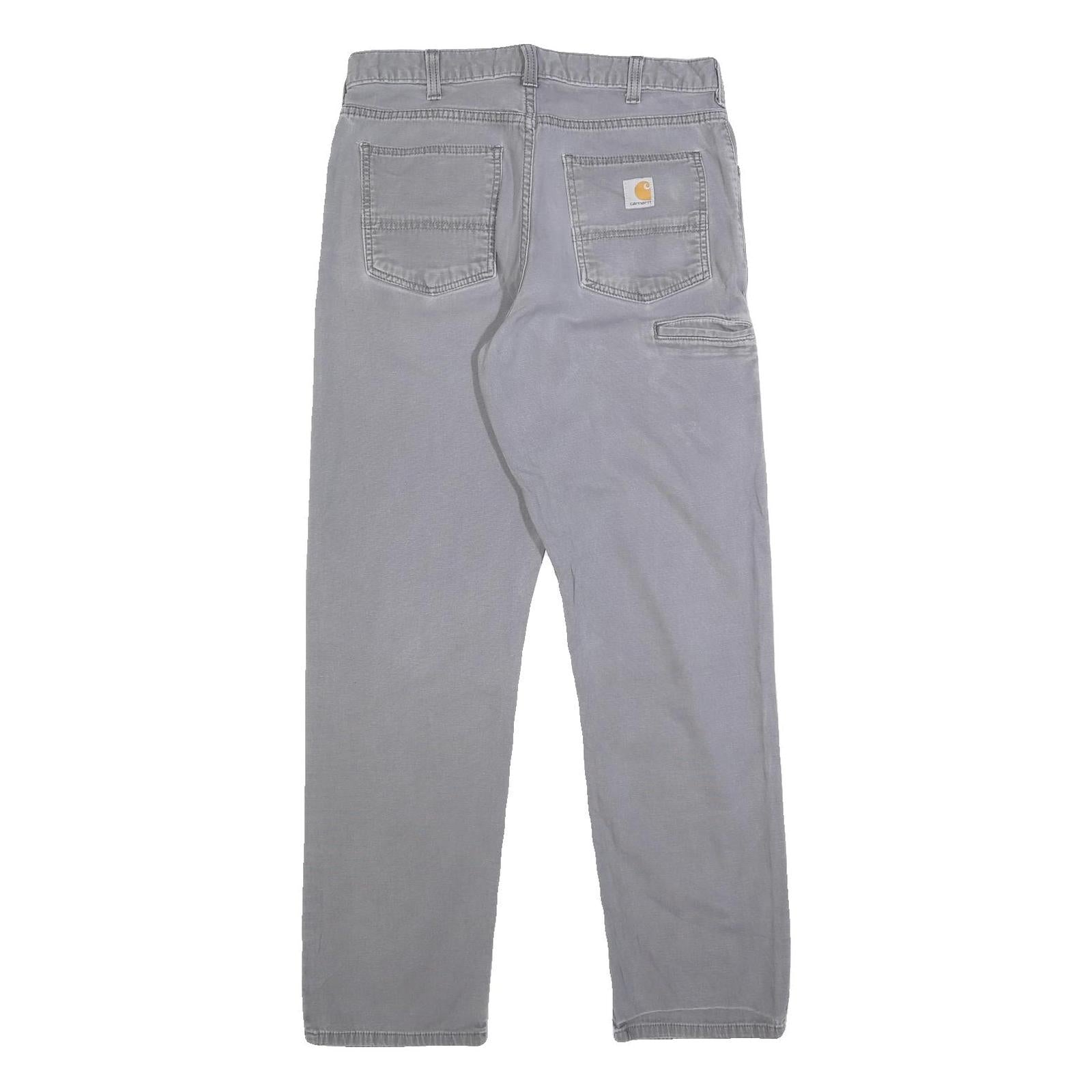 CARHARTT Mens Grey Relaxed Fit Straight Trousers W34 L31 Cotton Blend Workwear