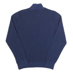 TOMMY HILFIGER Mens Blue Plain Cotton Jumper Crew Neck Regular M Button Up