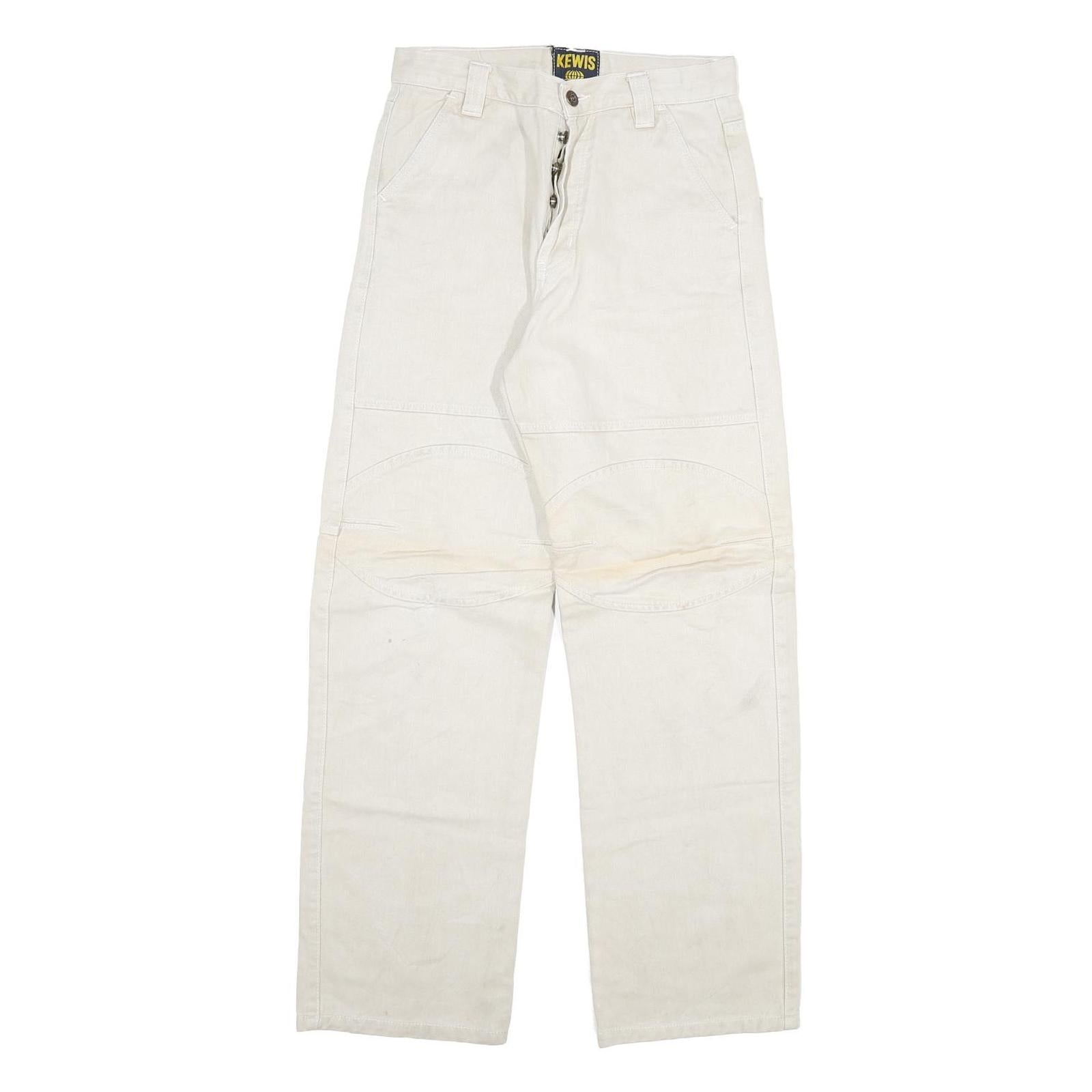 KEWIS Mens Regular Fit White Cotton Blend Jeans W26 L29 Workwear Straight