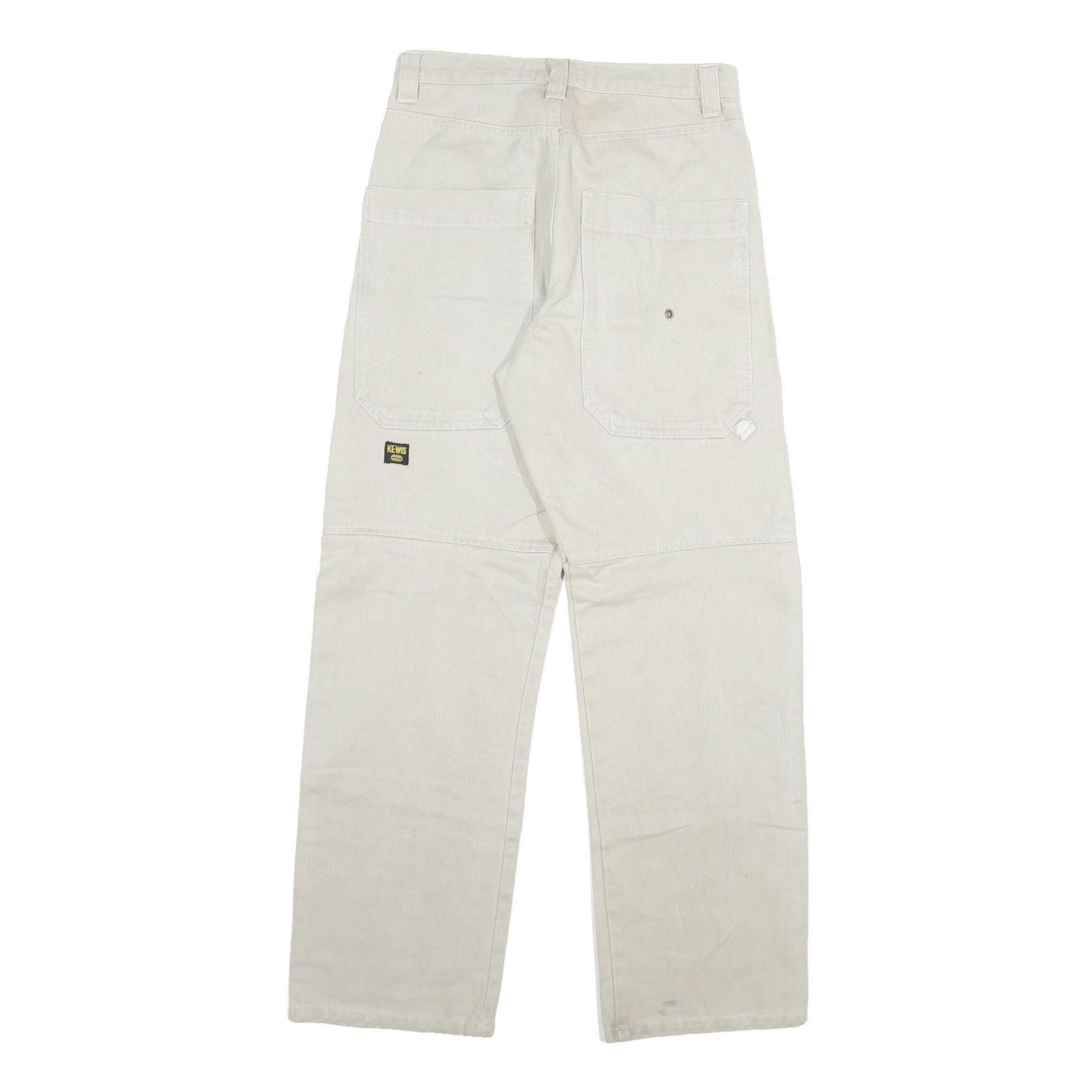 KEWIS Mens Regular Fit White Cotton Blend Jeans W26 L29 Workwear Straight